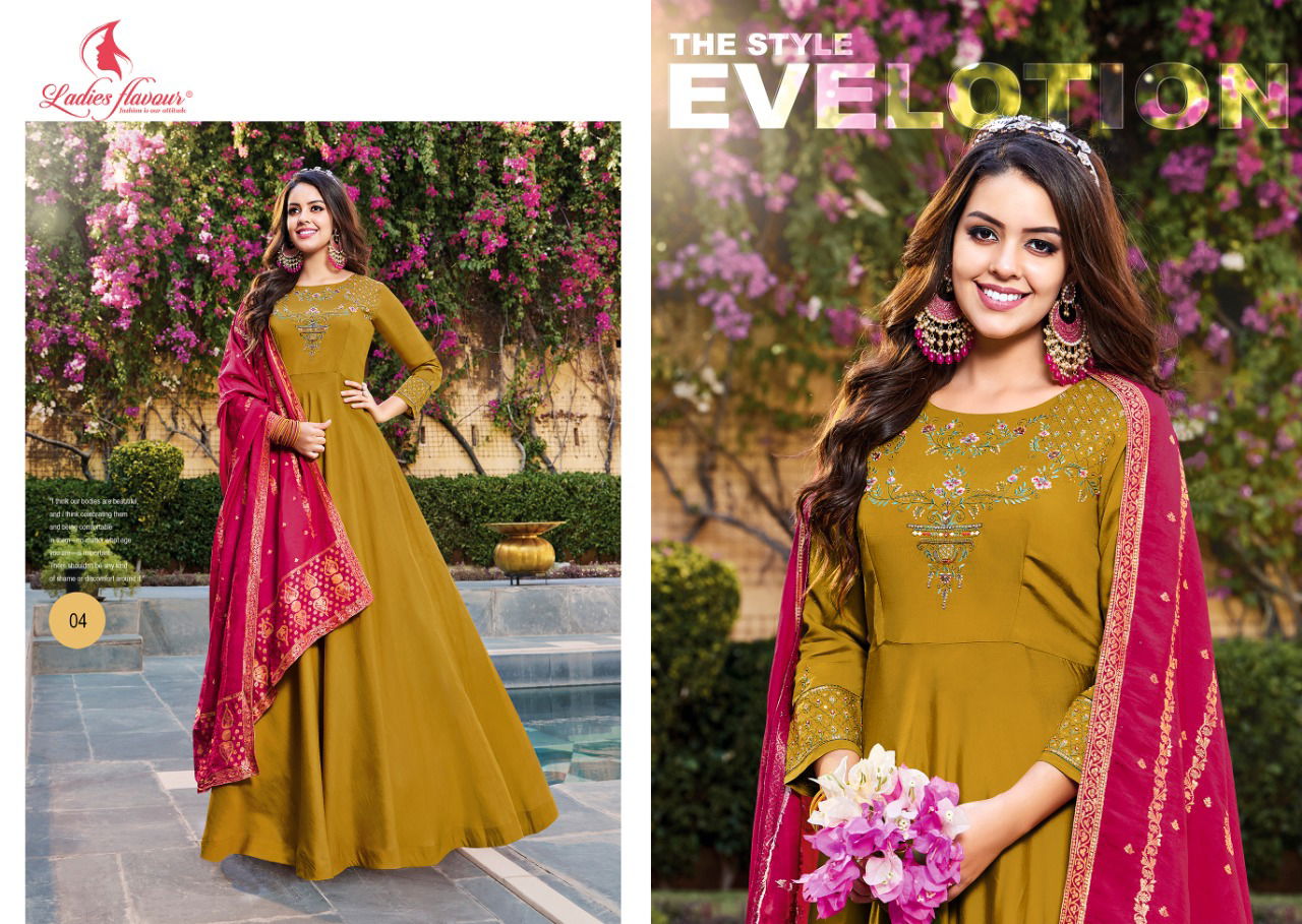 Ladies Flavour Rangrez Wholesale Readymade Gown Catalog